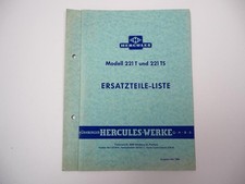 Hercules 221 T TS Mofa Ersatzteilliste Fahrgestell ohne Motor 1965