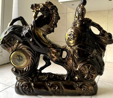 Vintage Porzellan Keramik Tischuhr Uhr mit Pferd  50er Jahre Funktionsfähig???