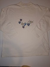 Pullover Mit Blumen Und Herzen Beige Größe XL Winter Weinachten Trachten 