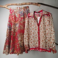 ZARA ❤ SET ZWEITEILER BLUSE ROCK MIDIROCK A-LINIE PAISLEY SEIDENTUCH OPTIK