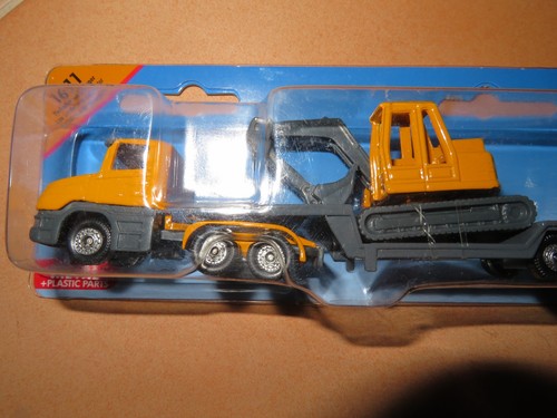 Siku 1611 tieflader mit bagger - tieflader,