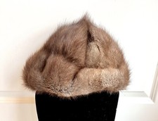 Nerz-Hut/Nerzkappe Damenhut Echtfell, braun, 20x20 cm
