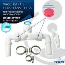 tecuro Waschgeräte Doppelanschluss für Trockner und Waschmaschine, 1 Zoll ÜWM