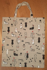 Stofftasche Einkaufstasche Stoffbeutel * Handmade * beige mit verliebten Katzen