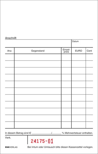 Rnk verlag kassenblock - rnk,