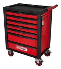 KS Tools RACINGline SCHWARZ/ROT Werkstattwagen mit 7 Schubladen - 826.0007