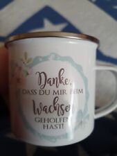 Danke Tasse Becher neuwertig Trinkgefäß Glas Emaille Geschenk 