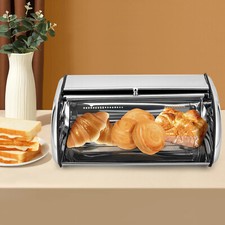 Edelstahl Oval Brot Box Mit Rolldeckel Und Klarem Fenster Container Für Hause