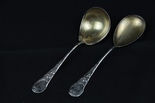 2x Löffel Vorlegebesteck Sahnelöffel Kelle Löffel Silber 800 Jugenstil Besteck