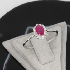 Wert 870 € Brillant Rubin Ring in 750 18 Karat Weiß Gold