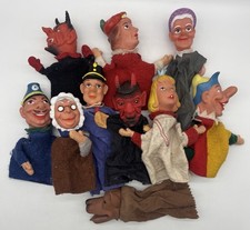 Konvolut 10 Vintage Kasperle Theater Hand Puppen Figuren Teufel Prinz Polizist