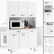 Hochschrank #6687 PASTA Weiß Akazie Küchenschrank Buffetschrank Schrank Küche