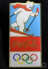 Pin - Coca Cola - Olympia Eisbär auf Schiern
