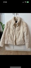 Zara Jacke Teddy Shearling Frühling Gr M 38 Blogger Beige Weiß Faux Fur 
