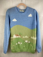 Tulchan Vintage Pullover Gr. S Pastell mit 3D Strick Schaf Baumwolle
