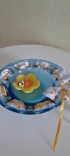 Schwimmteelichthalter Schwimmteelicht Schwimmkerzenhalter blaue Glasschale