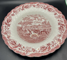 Myott Country Life Teller - 22,5 cm - rot Transferware Jagdszene Staffordshire