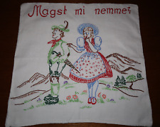 Omas Leinen Kissenbezug-Handarbeit-Stickerei-Spruch-Sofakissen-Zierkissen