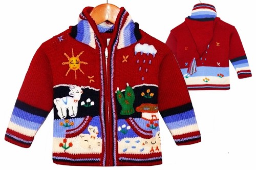 Peru kinder strickjacke rot - kinder,