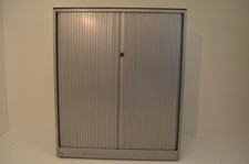 Sideboard 4OH, 140x120cm, silber, Rolladentüre horizotal, gebrauchte Büromöbel