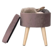 Sitzhocker Samt Hocker Sitztruhe Modern rosa +  stauraum 37 x 30 cm