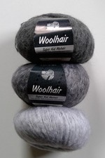 2 Knäuel plus Rest Lana Grossa Woolhair Grautöne Mohair Wolle Polyamid 135g