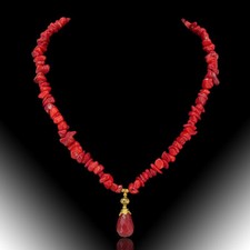 Edle Koralle Splitter Kette