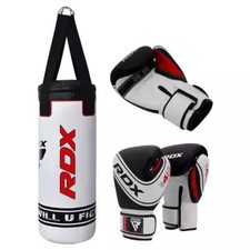 Kinder Boxsack + Handschuhe Set weiß von RDX