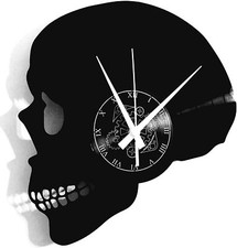 Vinyl Wanduhr - Schädel Rock Metal Musik - Dekor Geschenk