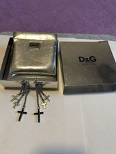 Dolce & Gabbana Ohrringe Tropfen Kreuz Strass Silberfarbene 