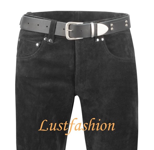 Lederjeans schwarz rauleder - lederjeans,