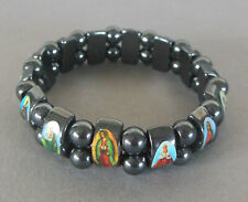 Armband mit Heiligenbilder Heiligenarmband Bettelarmband Hämatit Perlen WAN