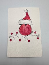 Weihnachtskarte Aquarell handgemalt - Vogel