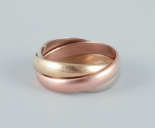 Cartier Ring "Trinity" aus 18 Karat Gold, Weißgold und Roségold. Ca. 1970