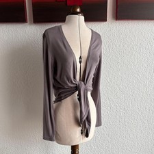 ღ Wickel-Jacke Gr S/M Jerseyjacke Binden Knoten Langarm braun Langarm