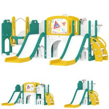 Kinderrutsche Indoor und Outdoor Babyrutsche mit Basketballkorb, Gelb