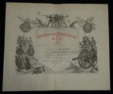 General Saussier - Dokument signiert Großer nationaler militärischer Schießwettbewerb 1892
