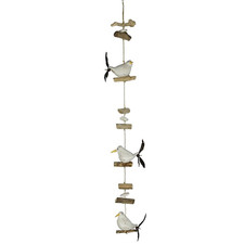 Windspiel Maritim 3 Möwen mit Propeller & Treibholz Flattervögel Federn L. 90cm 