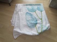 Duschvorhang 180x200 waschbar Weiß mit Blättern Blau/Grün inkl. Haken