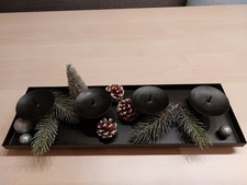 Kerzenhalter/Adventskranz/Tablett für Adventskranz/Kerzenständer Schwarz Metall