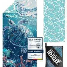 Strandtuch Groß 180x100 cm Mikrofaser Badetuch Schnelltrocknend Tasche Schild...