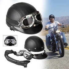 Motorradhelm Halbschalenhelm Rollerhelm Motorrad Scooter mit Brille Visier