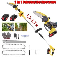 6'' Akku Teleskop Hochentaster Kettensäge Astkettensäge ElektroAstsäge Mit 2Akku