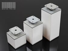 60x60 WEISS / ALUMINIUM Möbelfuß Möbelfüße Sockelfuß Schrankfuß Fuße Tischbeine