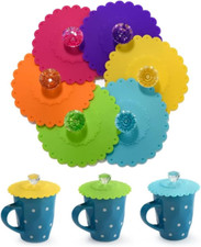 Deckel für Trinkgläser 6 St - Silikon Glasabdeckung anti Staub für Kaffee & Bier