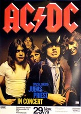 AC/DC und JUDAS PRIEST rares Konzertplakat von 1979 in NEUNKIRCHEN gerollt
