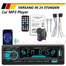 7 Farben Autoradio mit BT Bluetooth Freisprech 1 DIN MP3 Player USB SD Aux FM