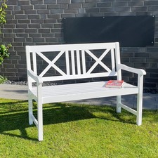 Gartenbank Bank, Holzbank, weiß, Sitzbank, 2-Sitzer