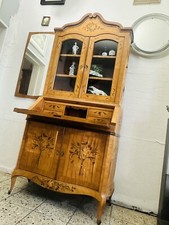 Sekretär mit Intarsien und Vitrinenschrank Antik Kommode Schreibtisch Vitrine