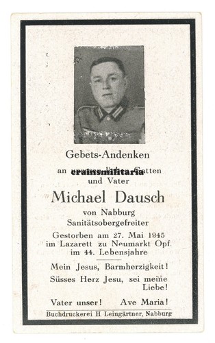 Orig sterbebild sanitäter - orig., +